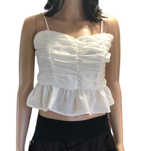(6 for $25) Shein Peplum Hem Ruched Cami Top size medium - Picture 1 of 8